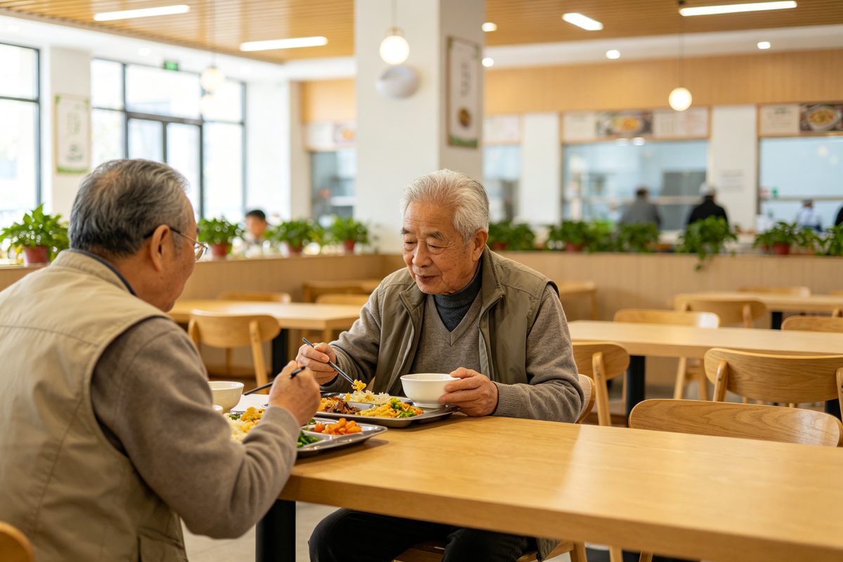 社区食堂老年人用餐场景